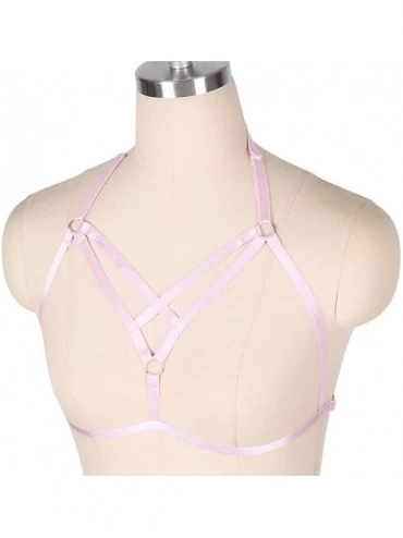 Bras Women's Body Harness Bra Elastic Adjustable Size Bandage Gothic Carnival Photography Clothing Accessories - Pink-o0400 -...