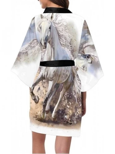 Robes Custom Wildflowers Women Kimono Robes Beach Cover Up for Parties Wedding (XS-2XL) - Multi 3 - C4194S42NDO $37.77