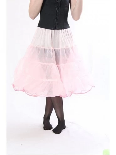 Slips Tea Length 25" Women Petticoat Nylon Yoke Underskirt for Vintage Dresses- Poodle Skirts- or Rockabilly - Light Pink - C...