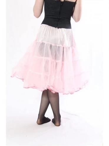 Slips Tea Length 25" Women Petticoat Nylon Yoke Underskirt for Vintage Dresses- Poodle Skirts- or Rockabilly - Light Pink - C...