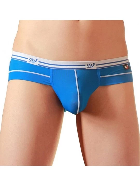 Briefs Mens Ice Silk Breathable Triangle Underpants Brief Panties - Blue - CS11VYMER0T $12.06