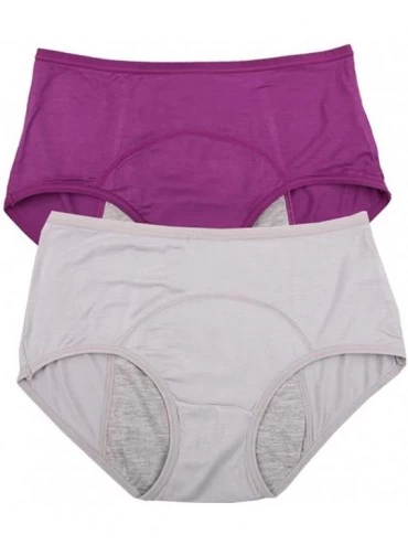 Panties Bamboo Viscose Fiber Brief Menstrual Leakproof Panties Multi Pack US Size XXS-3XL/10 - Purple-gray - C812LFTYB1F $29.70