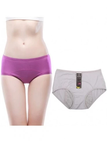 Panties Bamboo Viscose Fiber Brief Menstrual Leakproof Panties Multi Pack US Size XXS-3XL/10 - Purple-gray - C812LFTYB1F $13.64