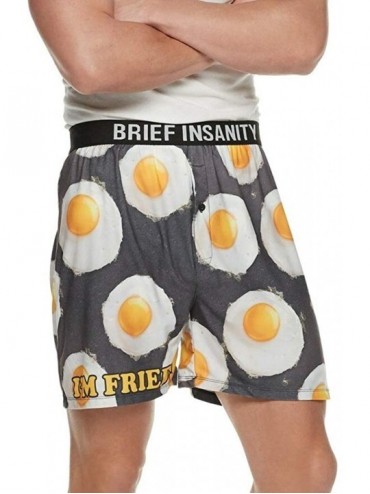 Boxers Boxer Briefs for Men | Boxer Shorts Fried Egg Design - Funny- Humorous- Novelty Food Underwear Sleepwear - CK18REURTYC...