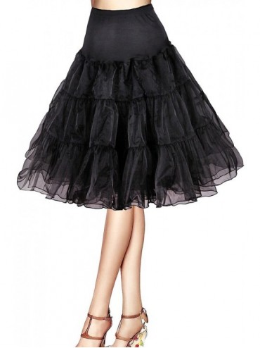 Slips Vintage Women's 50s Petticoat Crinoline Tutu Underskirt 26" (FBA) - Black - CZ12GUQRPOD $34.07