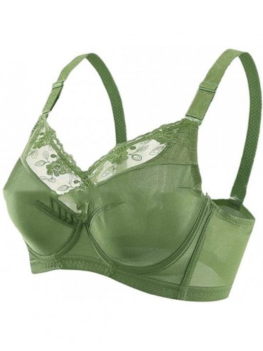 Bras Oversized Full Figure Push-up Embrace Lace Underwire Bra - Green - CA18HI36EHT $48.02