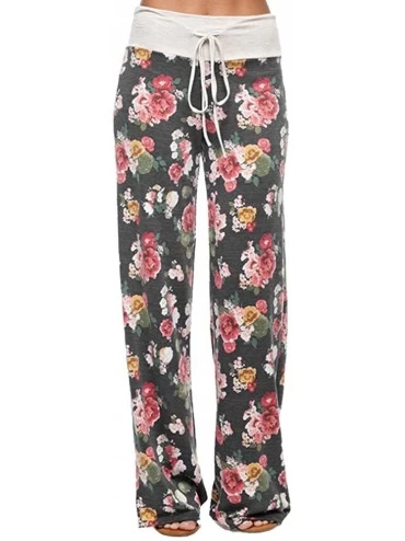 Robes Women's Comfy Soft Stretch Floral Polka Dot Pajama Pants - Charcoal Floral - CZ126FIRUP5 $29.13