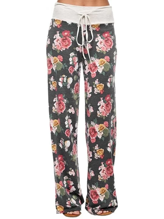 Robes Women's Comfy Soft Stretch Floral Polka Dot Pajama Pants - Charcoal Floral - CZ126FIRUP5 $13.78