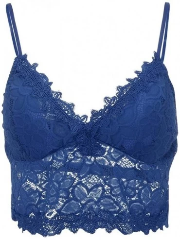 Bras Women Lingerie Plus Size Vest Crop Wireless Bra Sexy V-Neck Underwear Camisole Bodysuit - Blue - CG19D8DWDSG $9.55
