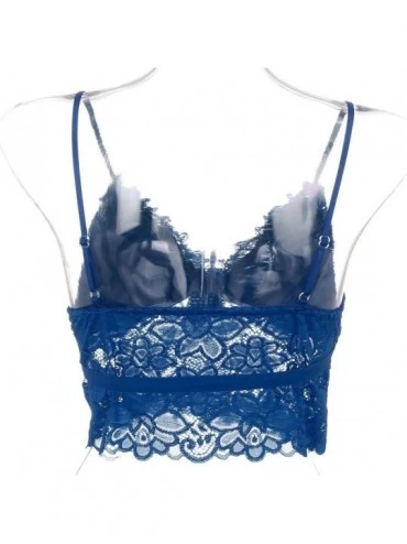 Bras Women Lingerie Plus Size Vest Crop Wireless Bra Sexy V-Neck Underwear Camisole Bodysuit - Blue - CG19D8DWDSG $9.55