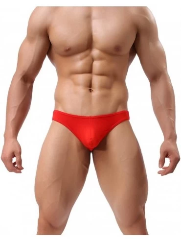 G-Strings & Thongs Hot Men's Thong Underwear- No Visible Lines- Men's Thong G-String Undies. - Red - CI18SRKCSAA $10.43