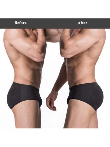 Briefs Men's Padded Underwear Seamless Butt Lifter Hip Enhancer Shaper Briefs-Black-XL - CS18E83WXXA $35.54