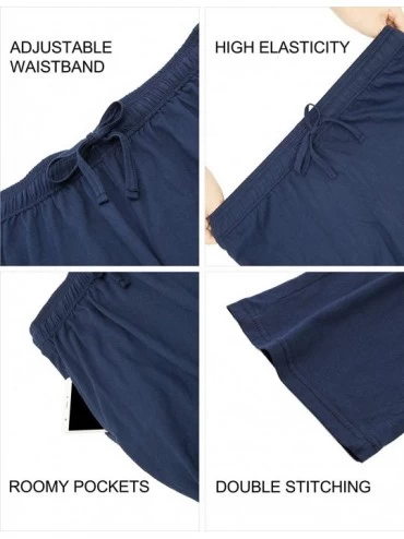 Bottoms Womens Pajama Pants Cotton Sleep Pants Stretch Yoga Knit Lounge Pants with Pockets - Navy+ Purple/Straight-legged - C...