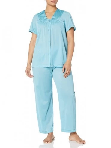 Sets Women's Plus Size Short Sleeve Pajama Set - Ocean Haze - CA18Y496QYA $56.38