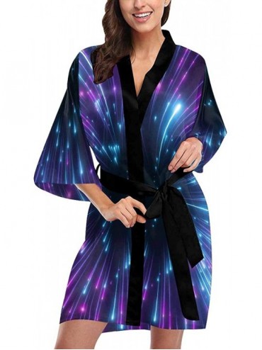 Robes Custom Rainbow Peace Sign Women Kimono Robes Beach Cover Up for Parties Wedding (XS-2XL) - Multi 3 - CO19C29EGQQ $54.24