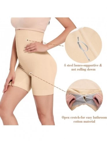 Shapewear "S Style" Women's Open Crotch Tummy Control Shapewear- High-Waist Body Shaper Mid-Thigh Shorts - Nude - CF190HETOMN...