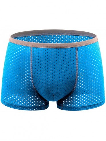 Boxer Briefs Boxer Briefs Mens Underwear Solid Color Large Size Soft U Convex Underwear - Blue - C5192UTHLCI $20.22