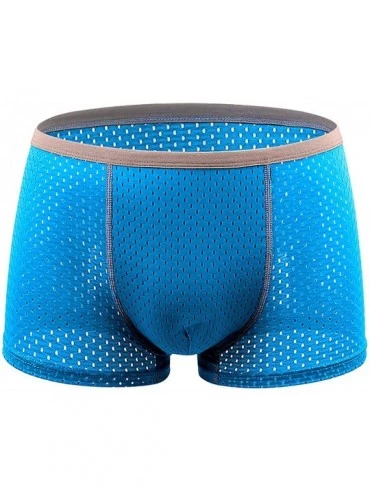 Boxer Briefs Boxer Briefs Mens Underwear Solid Color Large Size Soft U Convex Underwear - Blue - C5192UTHLCI $9.26