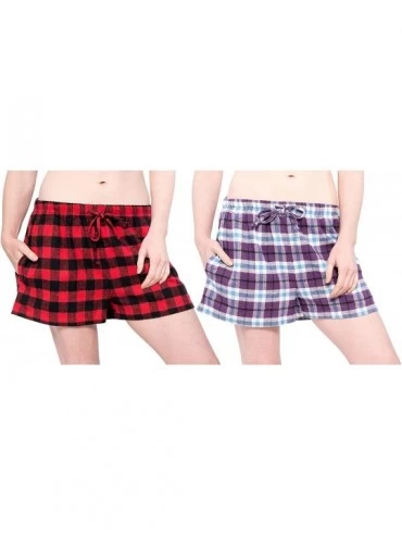 Bottoms Women Flannel Plaid Lounge Pajama Sleepwear Shorts - 2 Pack - 703 - CA193GRL7RZ $28.22