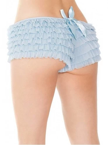 Panties 114 Women's Ruffle Shorts with Bow - Blue - CR12DD9YRLJ $16.58