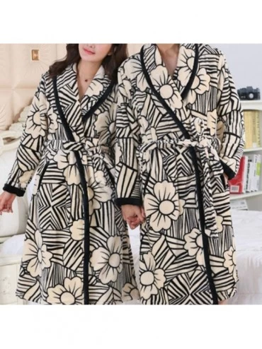 Robes Couple Bathrobe Thick Long Bathrobe Casual Flannel Simple Pajamas X1 - Mens - CW18WLSWO09 $30.07
