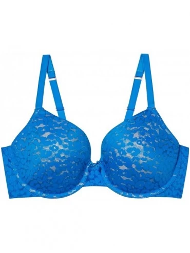 Bras Women's T-Shirt Bra - Electric Blue Leopard Lace - CG18WSLA63Q $51.52