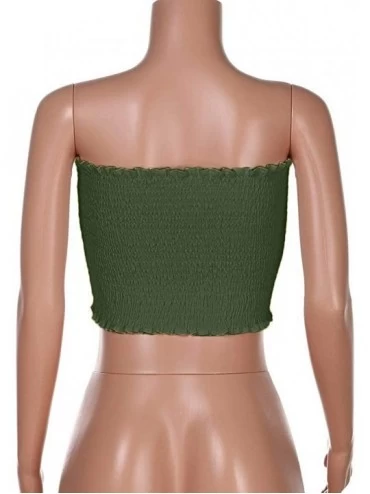 Camisoles & Tanks Women Strapless Elastic Boob Bandeau Tube Tops Bra Lingerie Breast Wrap - A-dark Green - CN18IDKAMRK $11.54