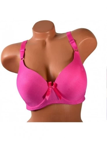 Bras 6 Pieces Various Style Plain Polka Dot Basic Comfort Everyday Wear Full Cup Bra A-DDD - Style 9290 - C4197TN0M93 $28.07