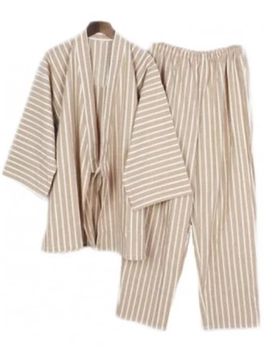 Robes Japanese Style Men Thin Cotton Bathrobe Pajamas Kimono Bathrobes Sleepwear Suit-F04 - C218UZWXMI0 $62.69