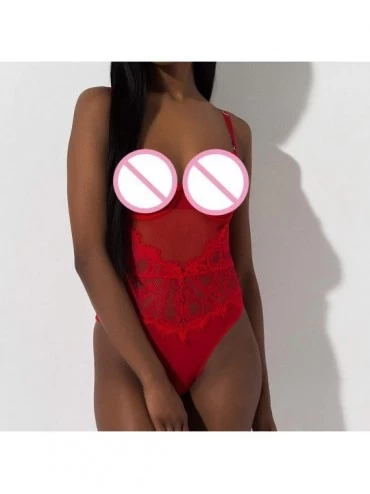 Slips Sexy Underwear- Women Sexy Lingerie Sleepwear Underwear Lace One Piece Underwear - Red - CM18WZKAWHK $12.56