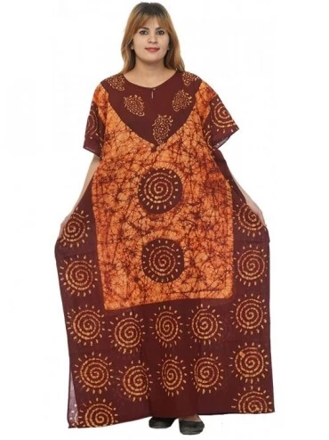 Nightgowns & Sleepshirts 100% Cotton Women Evening Gown Day Dress Long Caftan - Obbk-3 - C018M5NC93N $30.59