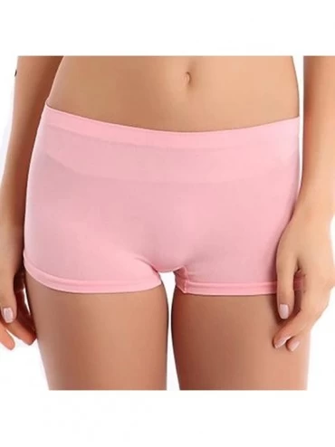 Panties Women Seamless Spandex Stretch Boyshorts Panties - Pink - CS12K3Z90NB $18.28