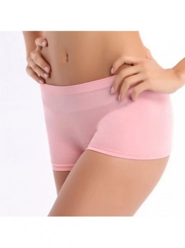Panties Women Seamless Spandex Stretch Boyshorts Panties - Pink - CS12K3Z90NB $7.51