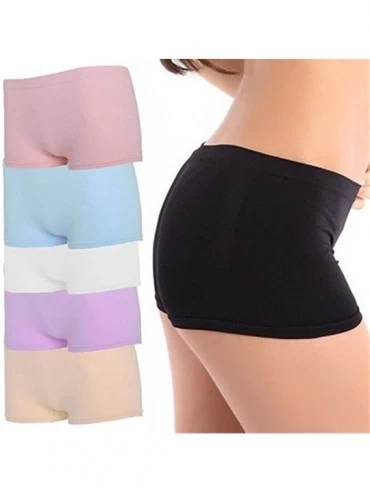 Panties Women Seamless Spandex Stretch Boyshorts Panties - Pink - CS12K3Z90NB $7.51