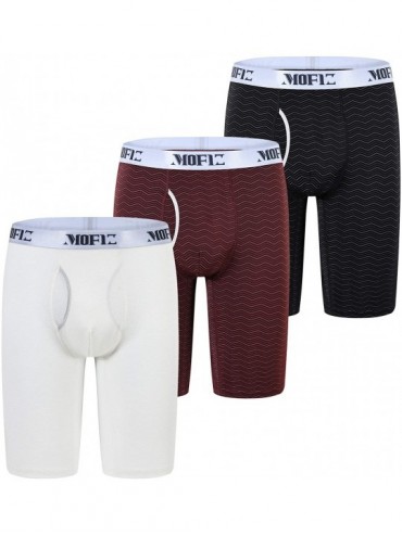 Boxer Briefs Men's Underwear Extra Long Leg Boxer Briefs Inseam 8"-9" Performance Boxer - C-white/Black/Red - CK1979ZZUQ6 $71.55
