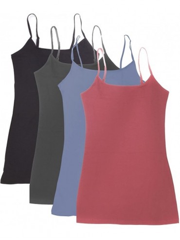 Camisoles & Tanks 4 Pack Active Basic Women's Basic Tank Top (L-Dst Rs/Dnm Blu/Chcl/Bk) - CX17Y9A2XE5 $43.27