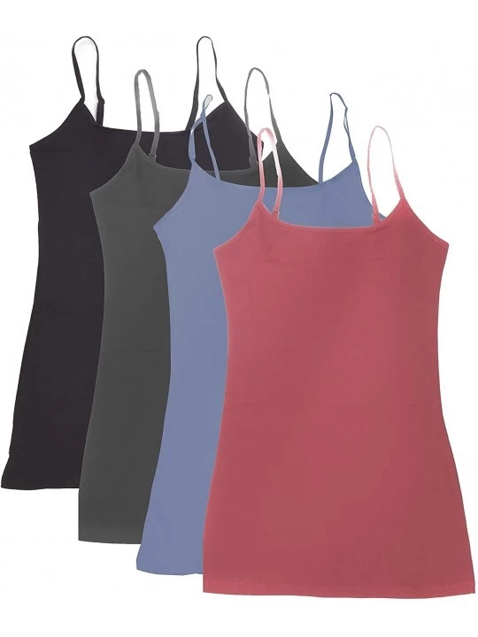 Camisoles & Tanks 4 Pack Active Basic Women's Basic Tank Top (L-Dst Rs/Dnm Blu/Chcl/Bk) - CX17Y9A2XE5 $24.04
