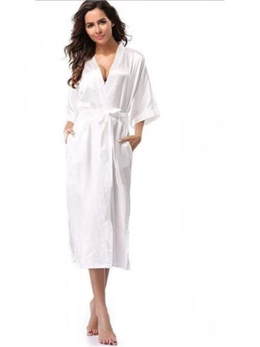 Robes Women's Summer Pajamas Women Silk Satin Long Robe Kimono Robe Bath Robe Large Bathrobe Nightdress - A08 - CB19DLLUL3Q $...