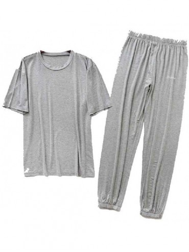 Sleep Sets Men Lounger Thin Summer 2 Piece Set Long Pants Modal Loungewear Set AS6 M - CG199OHN6QN $71.20