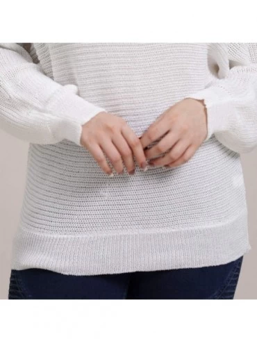 Tops Women Plus Size Winter Casual Knitting Sweater Loose Long Sleeve Top Blouse - White - CK192E34XXC $22.99
