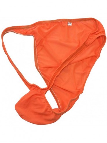 Briefs Men Underwear Pouch Bikini Bulge Low Rise Moderate Back Soft Jocks Briefs - Orange - CZ19E74DXKW $80.72