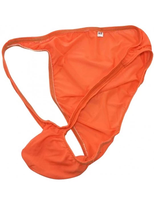 Briefs Men Underwear Pouch Bikini Bulge Low Rise Moderate Back Soft Jocks Briefs - Orange - CZ19E74DXKW $33.63