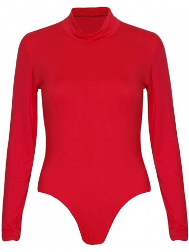 Shapewear Women's Turtleneck Stretch Dancewear Leotard - 3.red - CL11WGZTS6B $44.14
