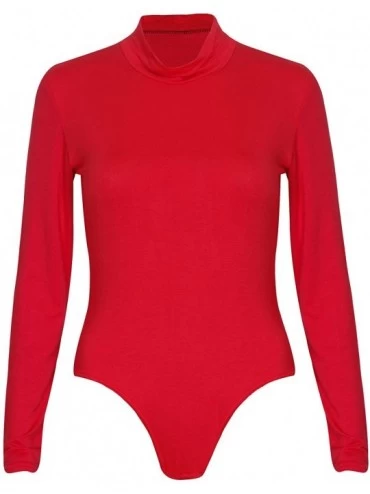 Shapewear Women's Turtleneck Stretch Dancewear Leotard - 3.red - CL11WGZTS6B $15.37
