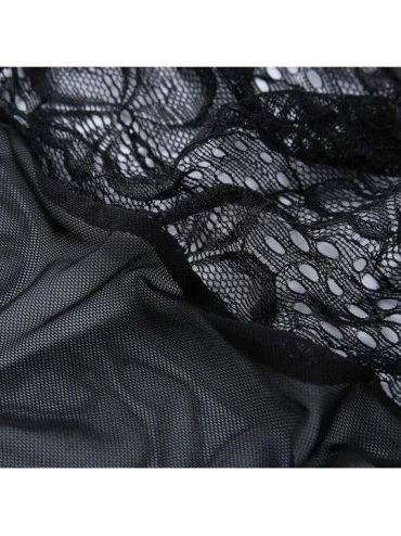 Nightgowns & Sleepshirts Lingerie for Women Sexy One-Piece Teddy Lingerie Bodysuit Lace Nightie - A-black - C2192M58KQO $20.45