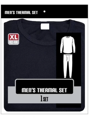 Thermal Underwear Men's 2pc Waffle Thermal Underwear Set - Navy - CK194T4Y0ZA $9.28