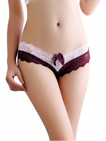 Sets Lingerie for Women for Sex- Womens Sexy Lace Panties Seamless Breathable Panty Hollow Briefs Underwear - Purple - CI18AD...