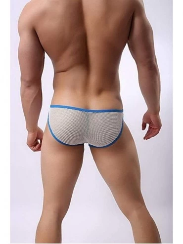 Bikinis Mens See Through Mesh Bikini Briefs Openwork Pouch Thongs Underwear - White - CP18Y03W6T0 $11.54