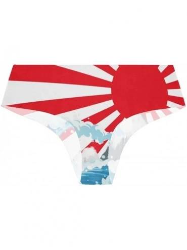 Panties Women's Bikini Panty Tropical Hawaii Flowers Seamless Underwear - Sea Wave Japan Flag - CY18YO9K02N $24.34
