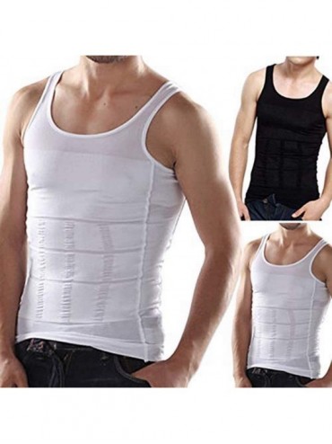 Shapewear Men Body Slimming Tummy Shaper Belly Underwear Shapewear Waist Girdle Shirt - Black & White - C518S6O4SA9 $30.65